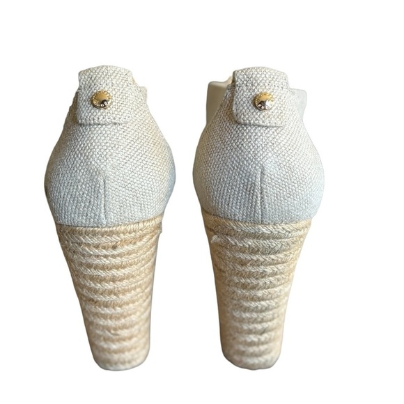 Michael Kors Beige Platform Wedge Espadrille Sandals Size 10 Strappy Open Toe - Picture 3 of 12